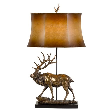 150W 3 Way Deer Resin Table Lamp With Leathrette Shade